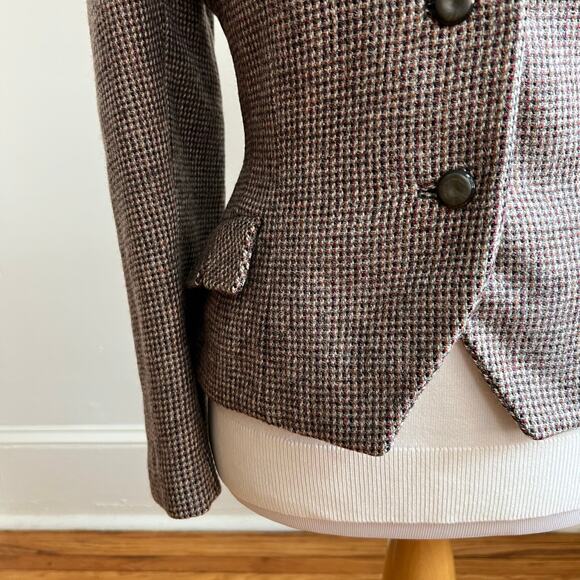 Vintage 50s Brown Wool Tweed Bespoke Blazer Large Quiet Luxury Academia - Picture 3 of 14